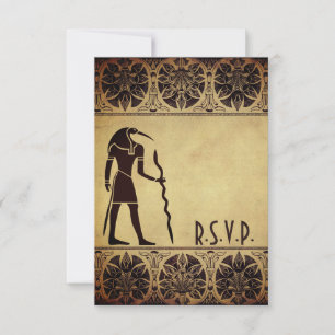 Ancient Egyptian God Thoth Golden Wedding RSVP Card