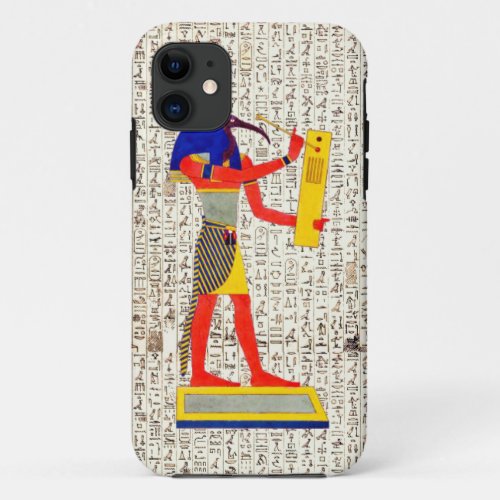 Ancient Egyptian God Thoth Hieroglyphics Design iPhone 11 Case