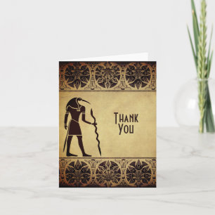 Ancient Egyptian God Thoth, Quill and Ink Golden Letterpress Thank You Card