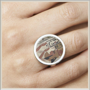 Ancient Egyptian Goddess Queen & Hieroglyphics Ring by CapricePetit at Zazzle