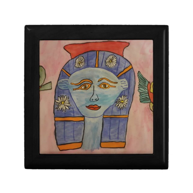 Ancient Egyptian Goddess Wooden Jewelry Box (Front)