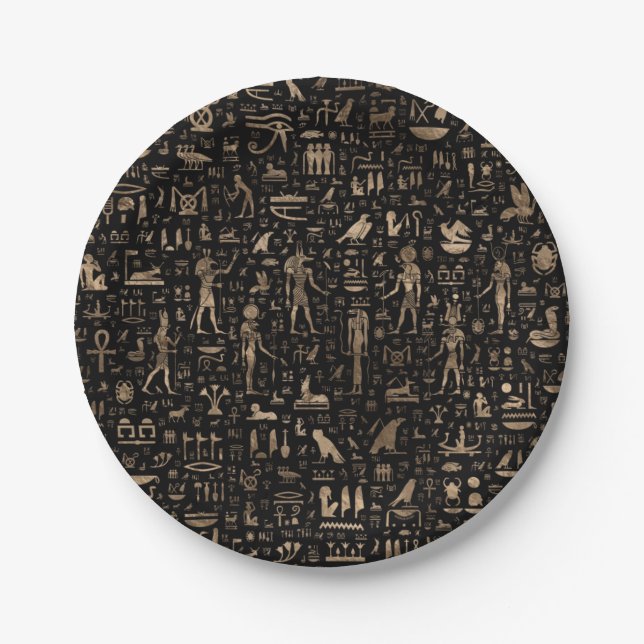 Ancient Egyptian Gods and hieroglyphs Paper Plates (Front)