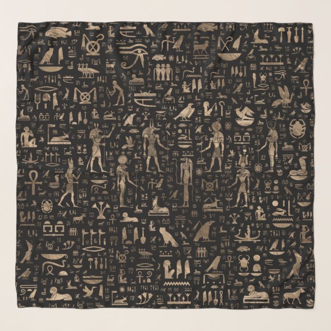 Ancient Egyptian Gods and hieroglyphs Scarf (Front)