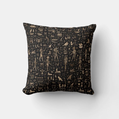 Ancient Egyptian Gods and hieroglyphs Throw Pillow