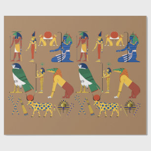 Ancient Egyptian Gods Goddess cartoon clipart Wrapping Paper