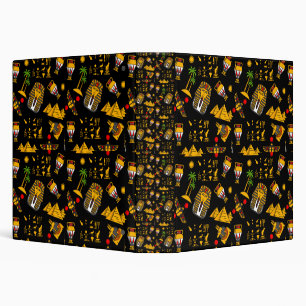 Ancient  Egyptian Hieroglyphic Pattern Background  3 Ring Binder