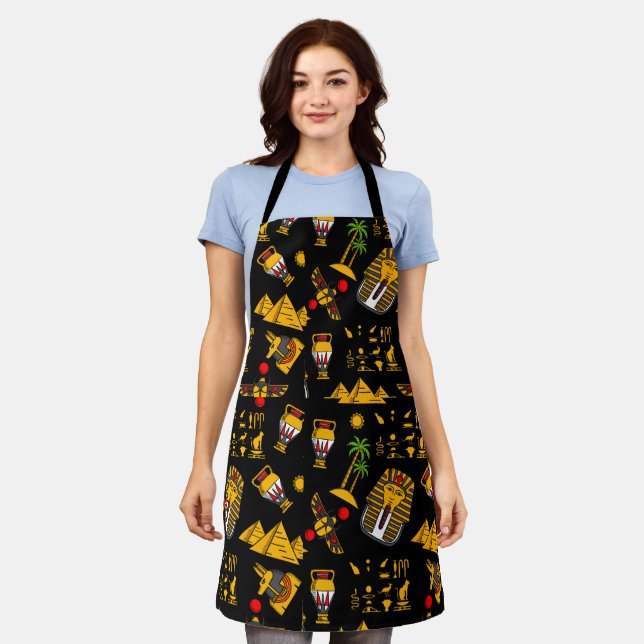 Ancient  Egyptian Hieroglyphic Pattern Background  Apron (Worn)