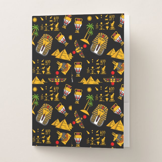 Ancient  Egyptian Hieroglyphic Pattern Background  Pocket Folder (Front)