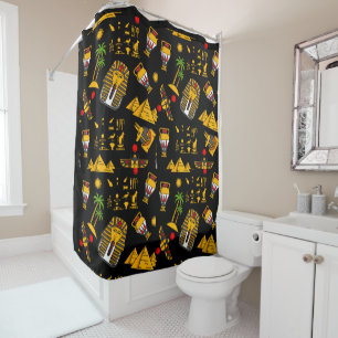 Ancient Egyptian Hieroglyphic Pattern Background Shower Curtain