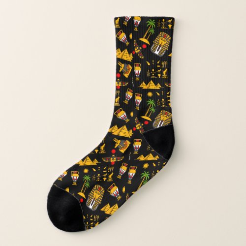 Ancient  Egyptian Hieroglyphic Pattern Background  Socks