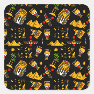 Ancient Egyptian Hieroglyphic Pattern Background Square Sticker