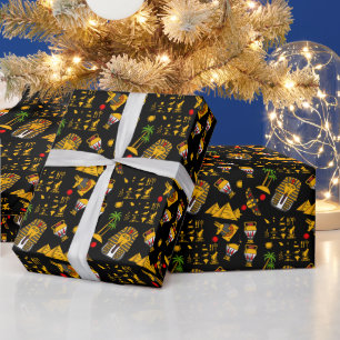 Ancient Egyptian Hieroglyphic Pattern Background Wrapping Paper