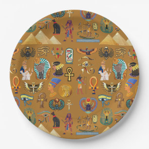 Ancient Egyptian Hieroglyphic -Pattern Hieroglyphi Paper Plates