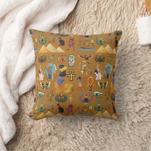 Ancient Egyptian Hieroglyphic -Pattern Hieroglyphi Throw Pillow