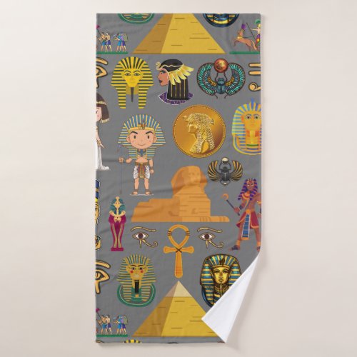 Ancient Egyptian Hieroglyphic _Pattern Pharaoh  Bath Towel