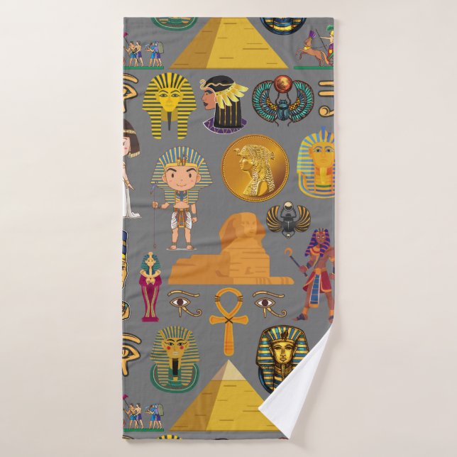 Ancient Egyptian Hieroglyphic -Pattern Pharaoh  Bath Towel (Bath Towel)
