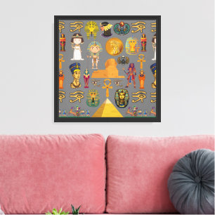 Ancient Egyptian Hieroglyphic -Pattern Pharaoh Canvas Print