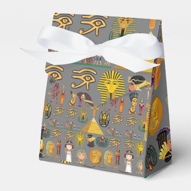 Ancient Egyptian Hieroglyphic -Pattern Pharaoh  Favor Boxes (Front Side)
