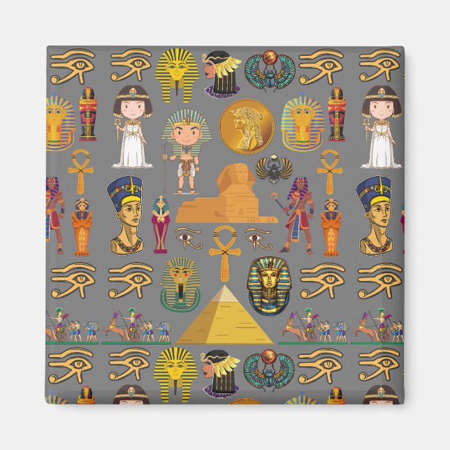 Ancient Egyptian Hieroglyphic -Pattern Pharaoh  Magnet (Front)