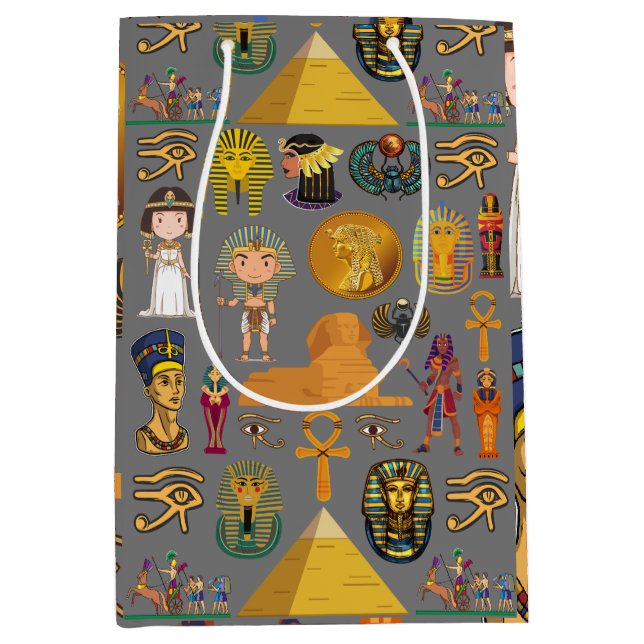 Ancient Egyptian Hieroglyphic -Pattern Pharaoh  Medium Gift Bag (Front)