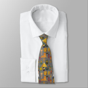 Ancient Egyptian Hieroglyphic -Pattern Pharaoh Neck Tie
