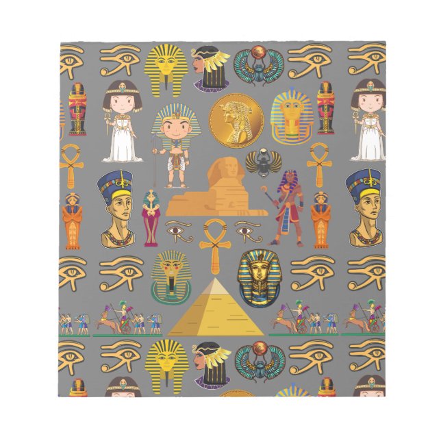Ancient Egyptian Hieroglyphic -Pattern Pharaoh  Notepad (Front)