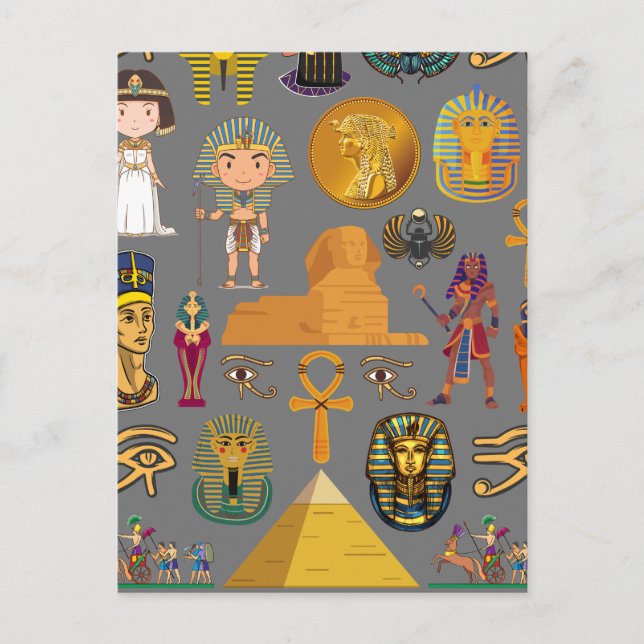 Ancient Egyptian Hieroglyphic -Pattern Pharaoh  Postcard (Front)