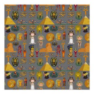 Ancient Egyptian Hieroglyphic -Pattern Pharaoh Poster
