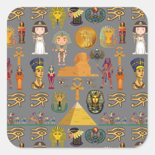 Ancient Egyptian Hieroglyphic _Pattern Pharaoh  Square Sticker