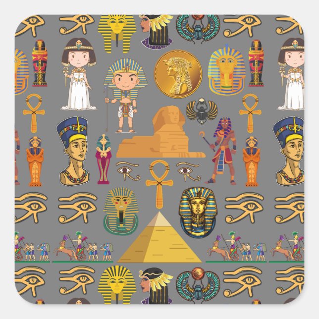 Ancient Egyptian Hieroglyphic -Pattern Pharaoh  Square Sticker (Front)
