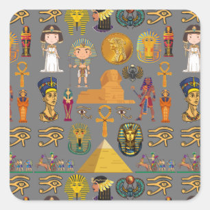 Ancient Egyptian Hieroglyphic -Pattern Pharaoh Square Sticker