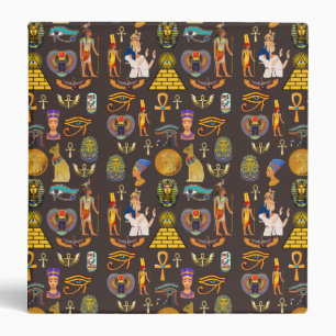 Ancient Egyptian Hieroglyphic Pattern Symbol 3 Ring Binder