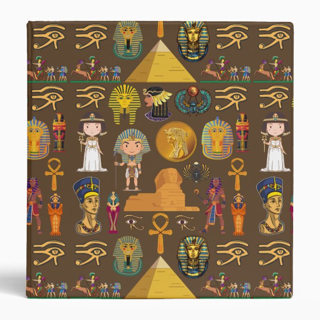 Ancient Egyptian Hieroglyphic -Pattern Symbol  3 Ring Binder (Front)