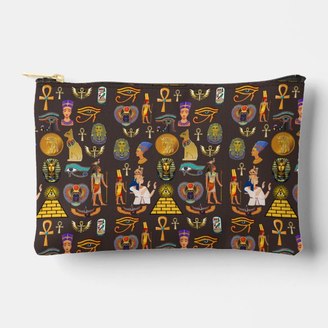 Ancient Egyptian Hieroglyphic Pattern Symbol       Accessory Pouch (Front)