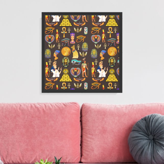 Ancient Egyptian Hieroglyphic Pattern Symbol       Canvas Print (Insitu(LivingRoom))