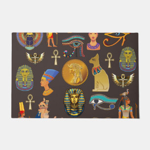 Ancient Egyptian Hieroglyphic Pattern Symbol Doormat