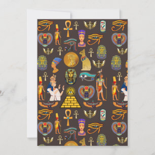 Ancient Egyptian Hieroglyphic Pattern Symbol Holiday Card