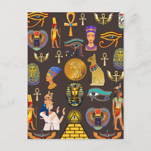 Ancient Egyptian Hieroglyphic Pattern Symbol       Holiday Postcard