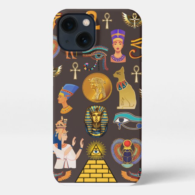 Ancient Egyptian Hieroglyphic Pattern Symbol     iPhone Case (Back)