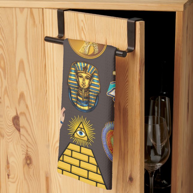 Ancient Egyptian Hieroglyphic Pattern Symbol       Kitchen Towel (Thirds Fold)