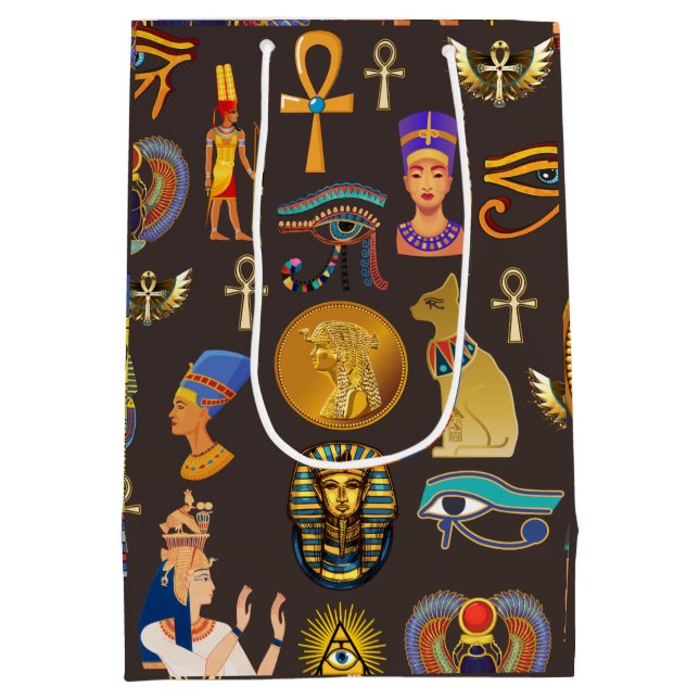 Ancient Egyptian Hieroglyphic Pattern Symbol    Medium Gift Bag (Back)