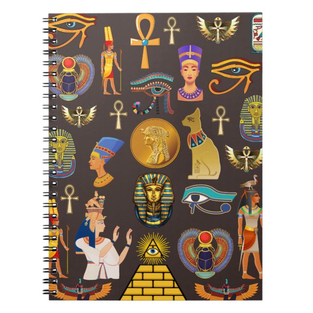 Ancient Egyptian Hieroglyphic Pattern Symbol       Notebook (Front)