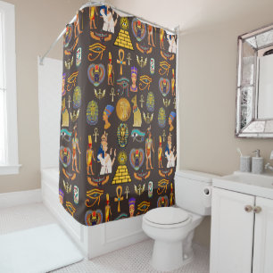 Ancient Egyptian Hieroglyphic Pattern Symbol Shower Curtain