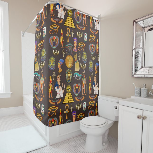Ancient Egyptian Hieroglyphic Pattern Symbol      Shower Curtain (In Situ)