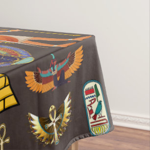 Ancient Egyptian Hieroglyphic Pattern Symbol Tablecloth