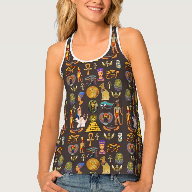 Ancient Egyptian Hieroglyphic Pattern Symbol       Tank Top (Front)