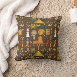 Ancient Egyptian Hieroglyphic -Pattern Symbol Throw Pillow