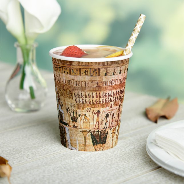 Ancient Egyptian Hieroglyphic Symbol Pattern Paper Cups (Insitu)