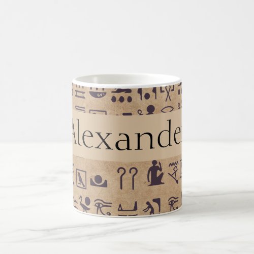 Ancient Egyptian Hieroglyphics Art on Parchment Coffee Mug