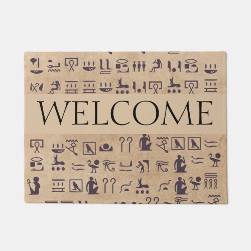 Ancient Egyptian Hieroglyphics Art on Parchment Doormat